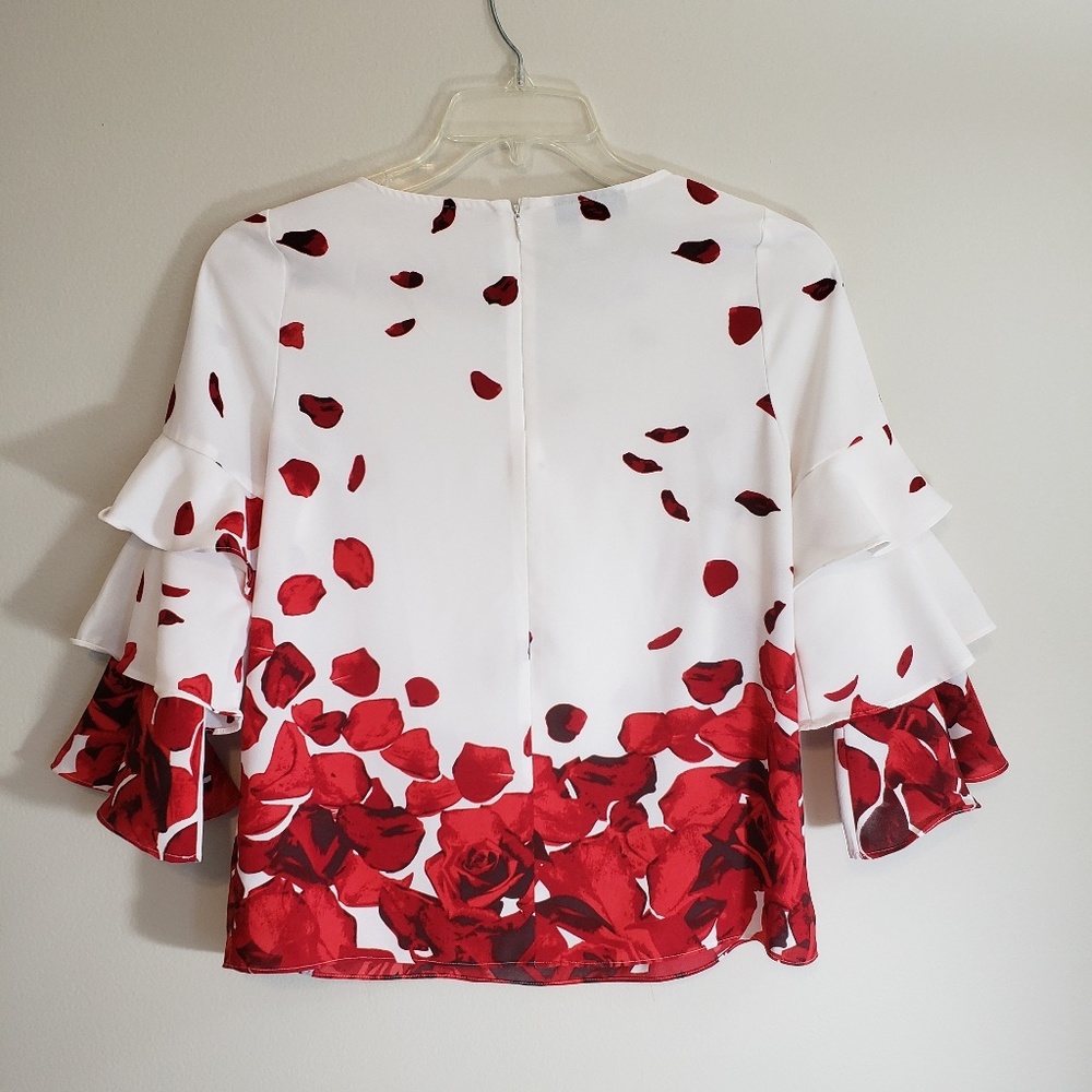 Alfani Petite White and Red Floral Size PS - Picture 2 of 5